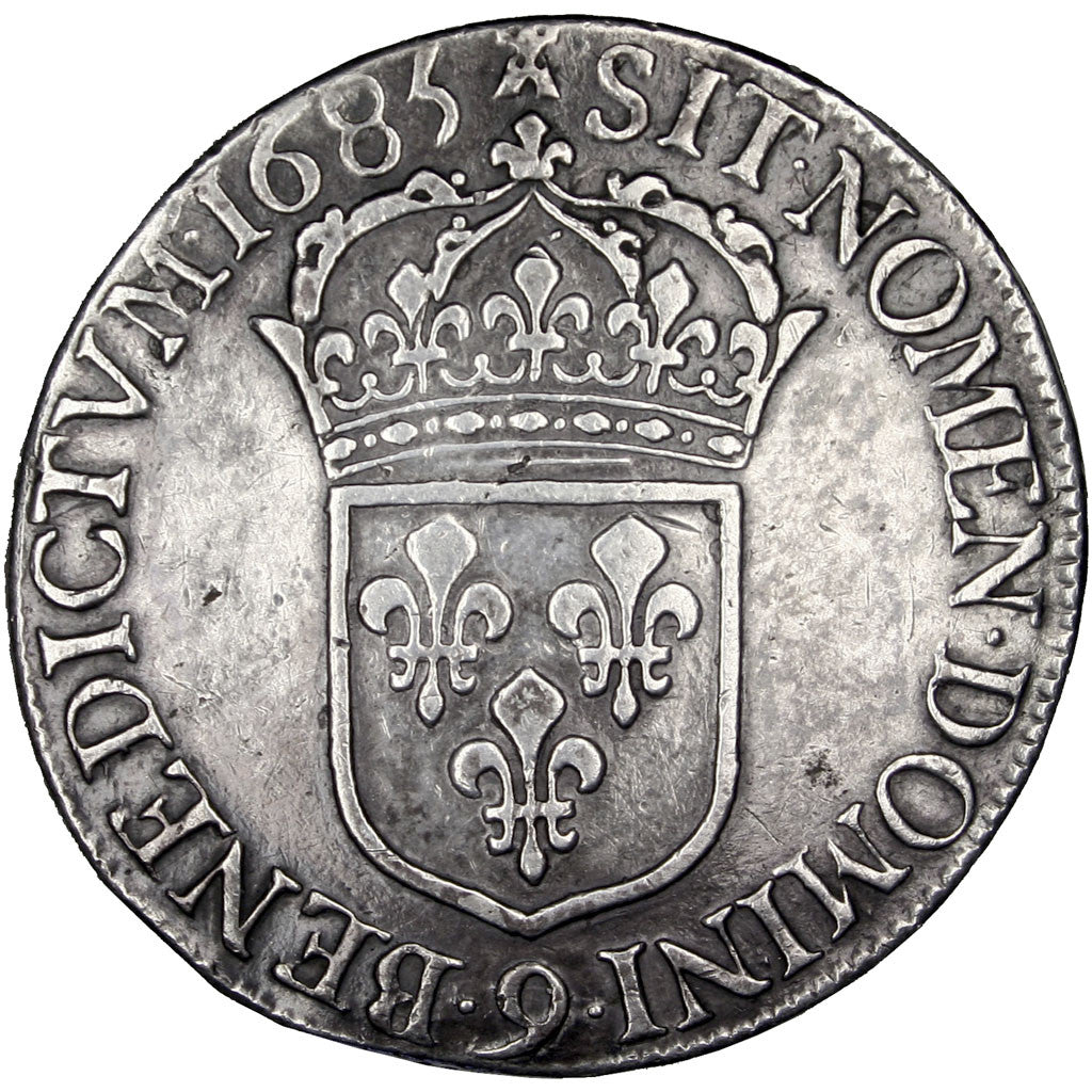 Francia, Louis XIV, Écu au jabot, Ecu, 1685, Rennes, BB, Argento, Gadoury:213