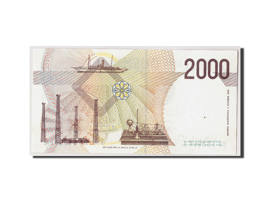 Italia, 2000 Lire, D.1990, KM:115, Undated, FDS