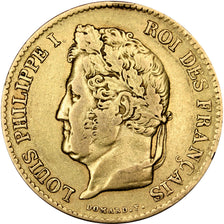 FRANCE, Louis-Philippe, 40 Francs, 1834, Paris, KM #747.1, EF(40-45), Gold,...
