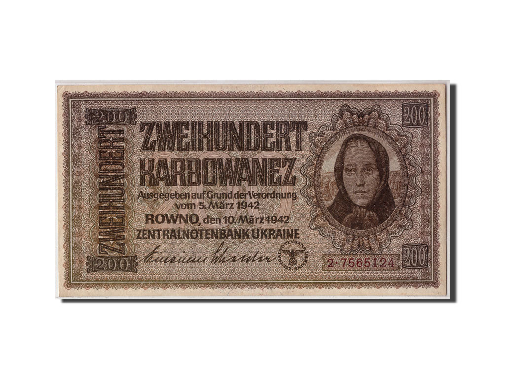 Banknote, Ukraine, 200 Karbowanez, 1942, 1942-03-10, KM:56, AU(55-58)