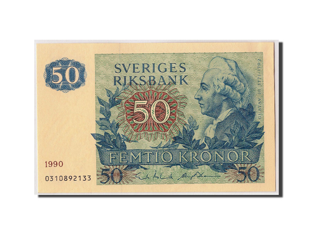 Svezia, 50 Kronor, 1990, KM:53d, Undated, SPL