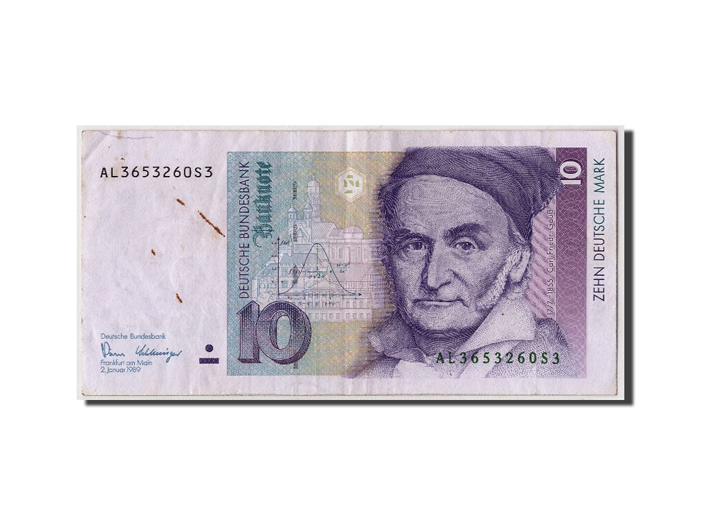 GERMANY - FEDERAL REPUBLIC, 10 Deutsche Mark, KM:38a, 1989-01-02, EF(40-45)