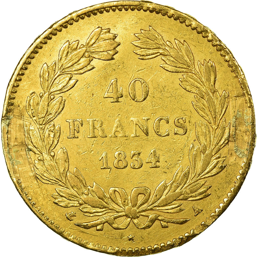 Coin, France, Louis-Philippe, 40 Francs, 1834, Paris, EF(40-45), Gold