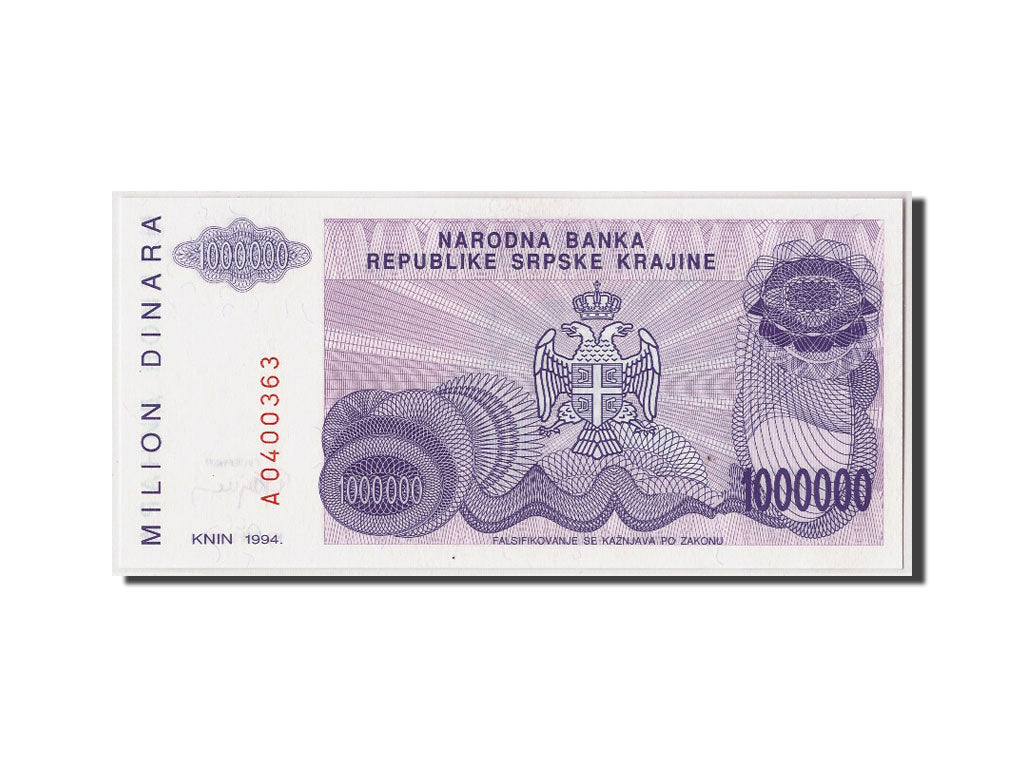 Banconote, Croazia, 1 Million Dinara, 1994, KM:R33a, Undated, FDS