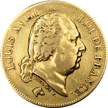 FRANCE, Louis XVIII, 40 Francs, 1818, Lille, KM #713.6, EF(40-45), Gold,...