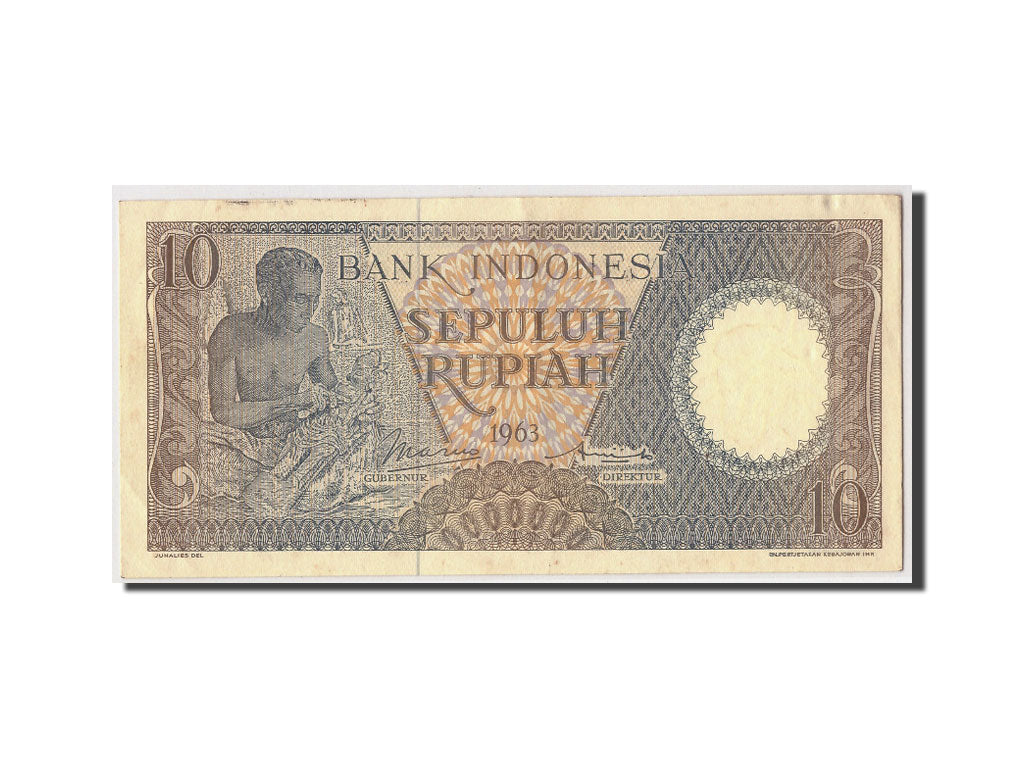 Banknote, Indonesia, 10 Rupiah, 1963, Undated, KM:89, AU(50-53)