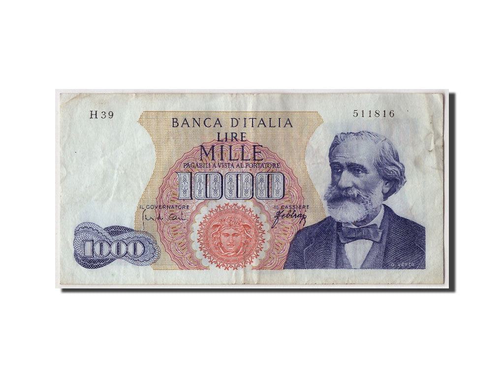 Italia, 1000 Lire, 1966, KM:96d, 1966-05-20, MB+
