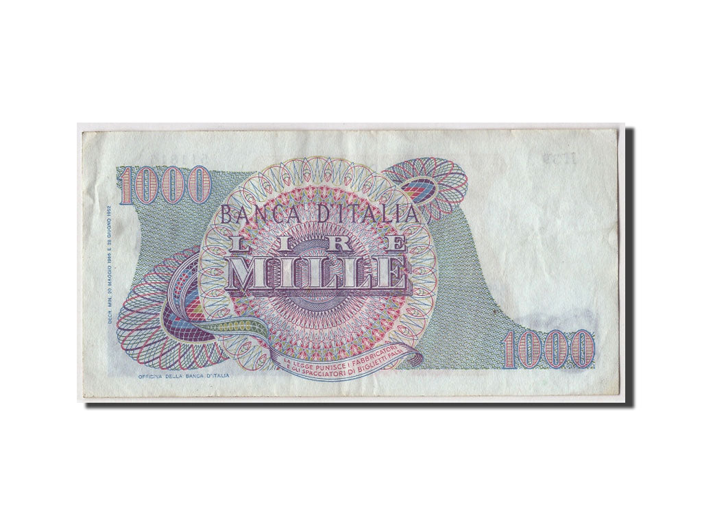 Italia, 1000 Lire, 1966, KM:96d, 1966-05-20, MB+