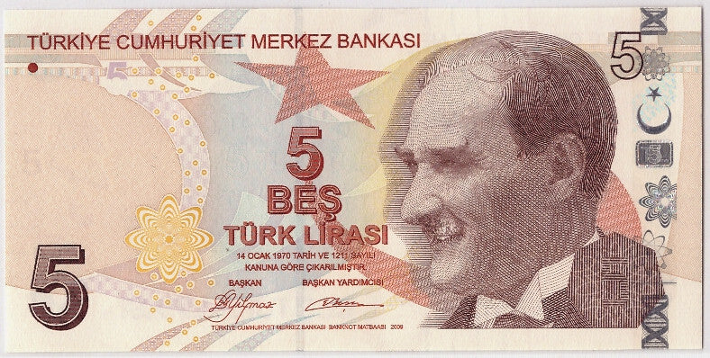 Türkei, 5 Lira, Undated (2009), KM:222, UNZ