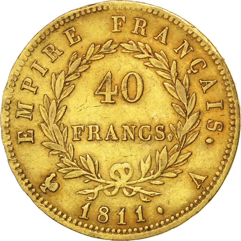 Francia, Napoléon I, 40 Francs, 1811, Paris, MB+, Oro, Gadoury:1084
