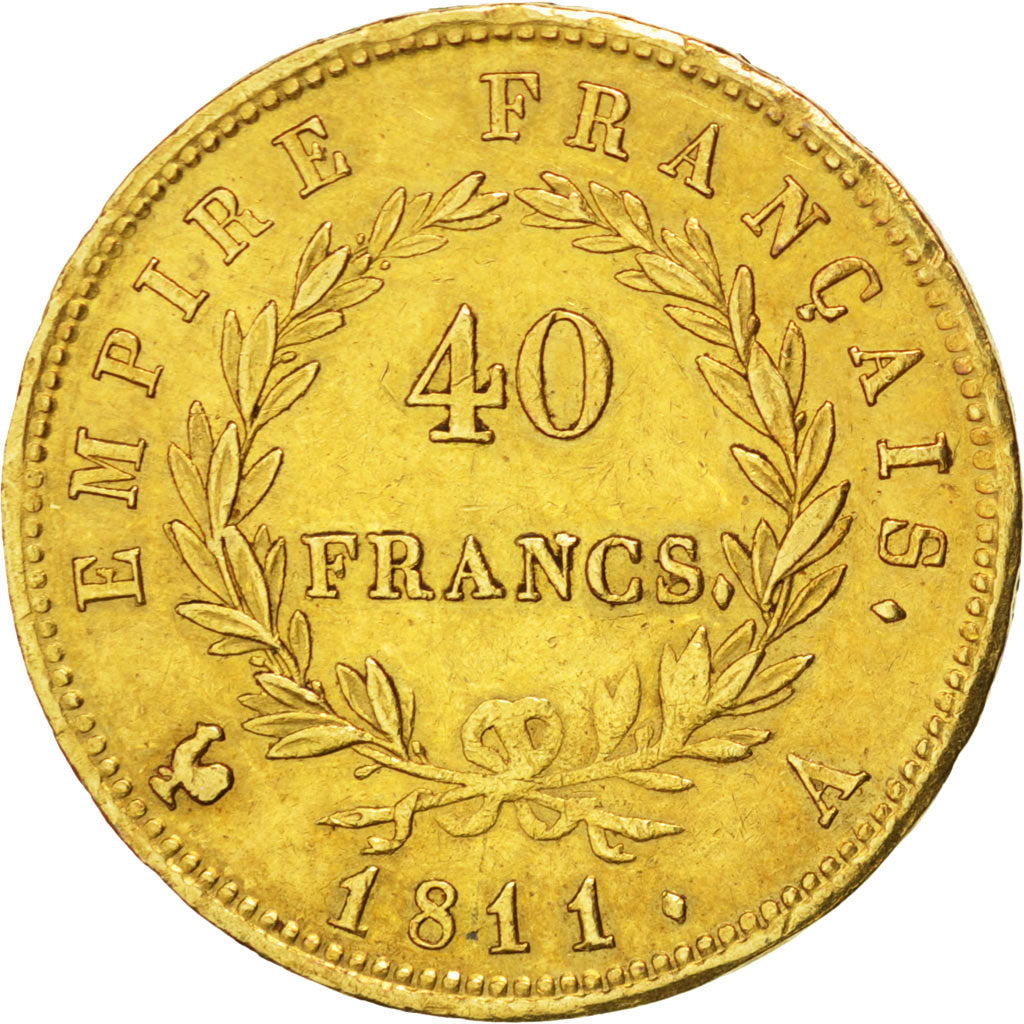FRANCE, Napoléon I, 40 Francs, 1811, Paris, KM #696.1, EF(40-45), Gold, Gadoury 