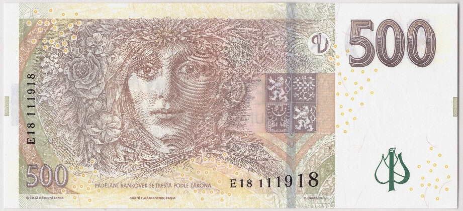 Banconote, Repubblica Ceca, 500 Korun, 2009, KM:24, Undated, FDS