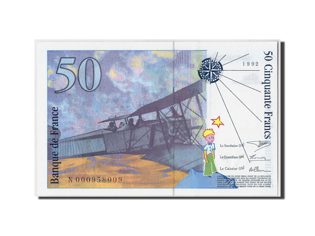 France, 50 Francs St Exupéry, 1992, KM:157a, Fayette:72.1a, UNC(65-70)