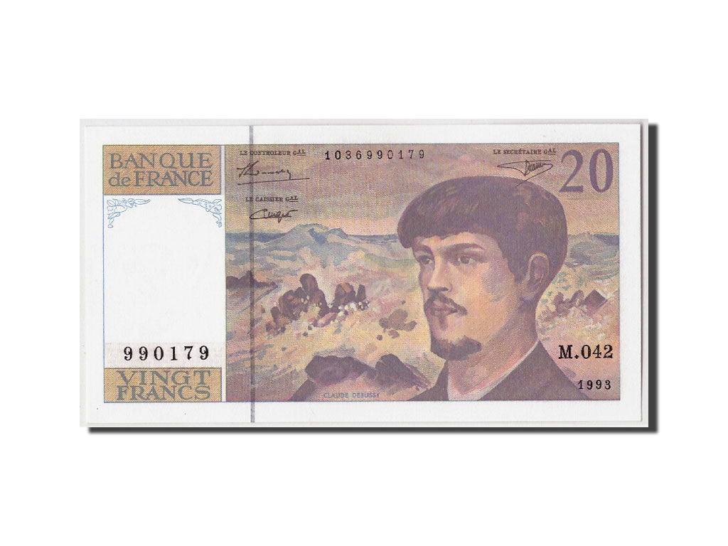 France, 20 Francs Debussy, 1993, KM:151g, Fayette:66bis.5, UNC(63)