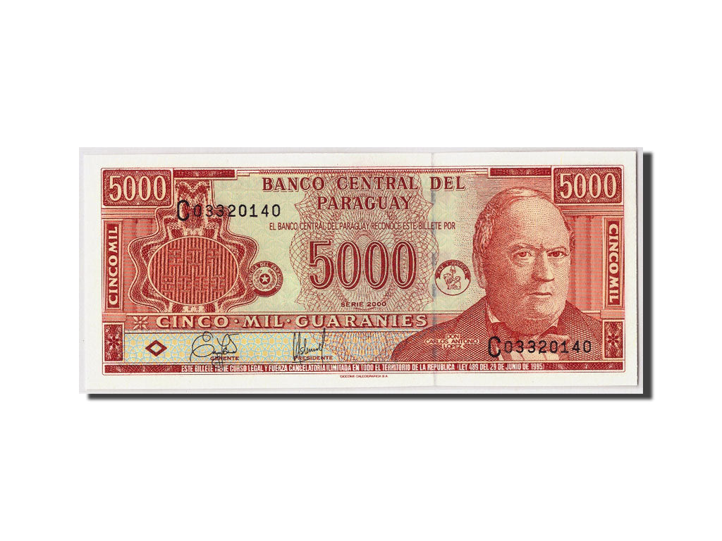 Paraguay, 5000 Guaranies, 2000, KM:220a, Undated, UNZ