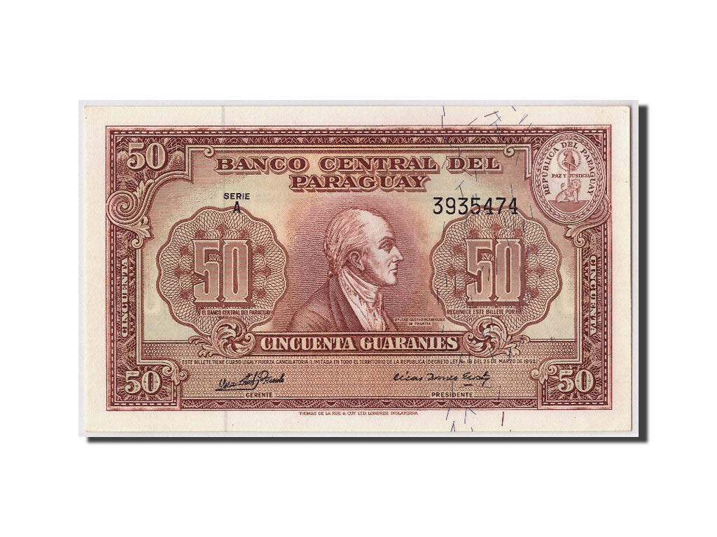 Paraguay, 50 Guaranies, L1952, KM:188b, Undated, UNC(65-70)