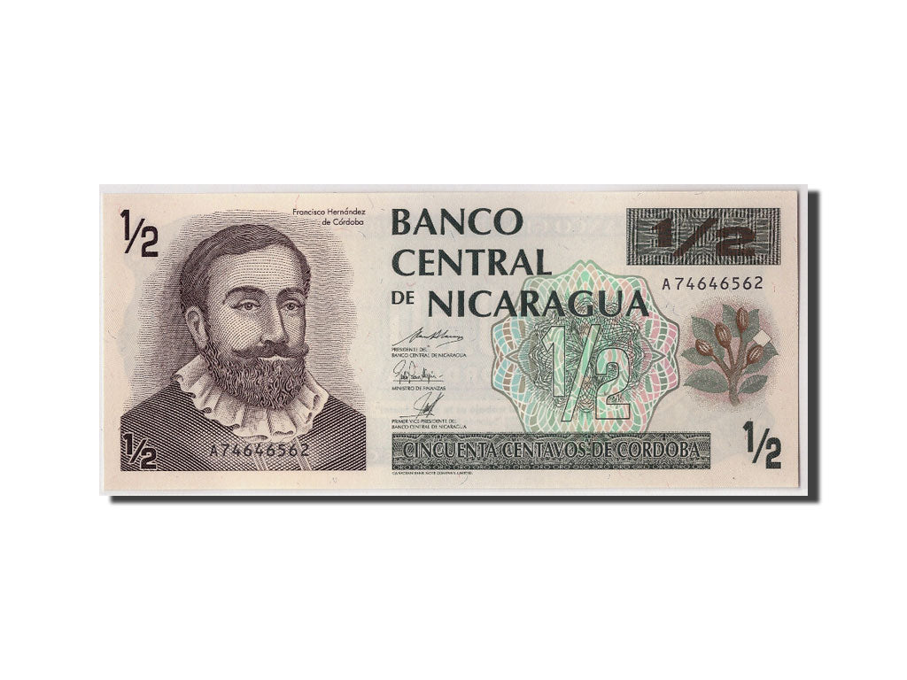 Banknote, Nicaragua, 1/2 Cordoba, Undated (1992), KM:172, UNC(65-70)