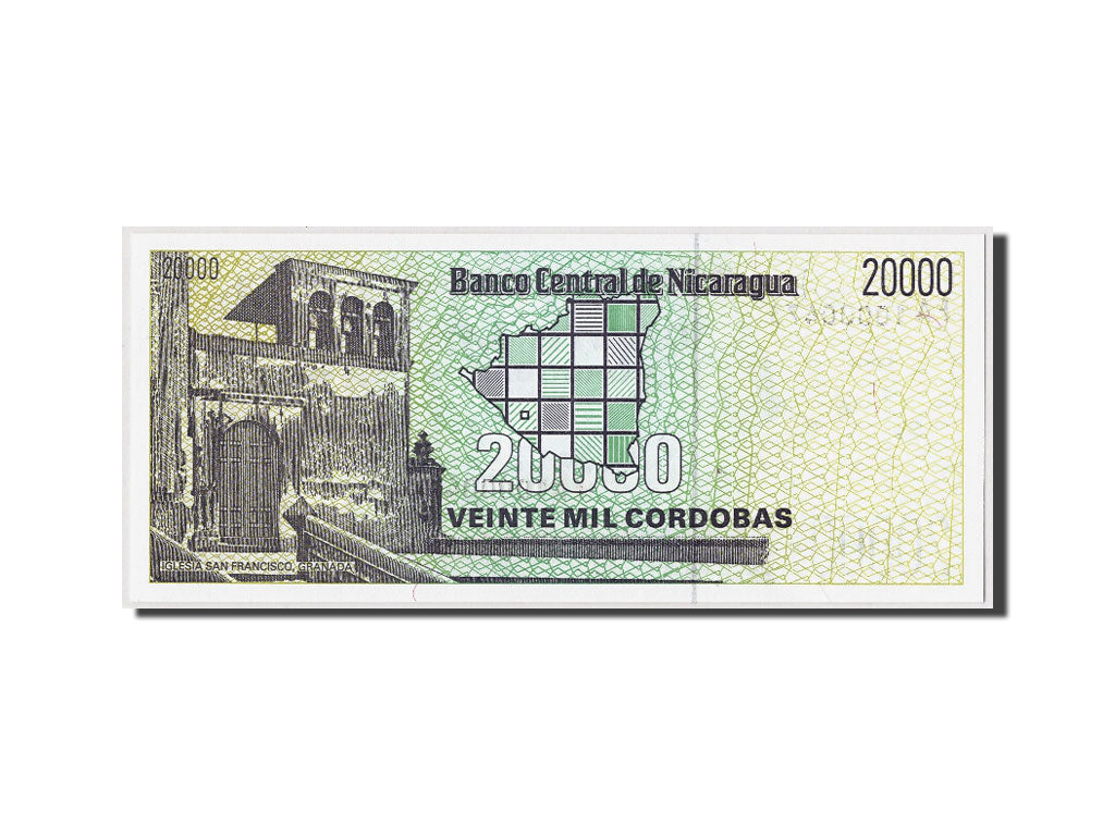Banknote, Nicaragua, 20,000 Córdobas, Undated (1989), KM:160, UNC(65-70)