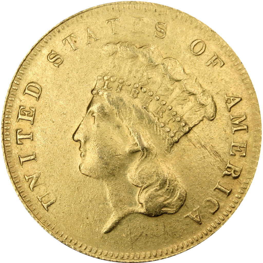 UNITED STATES, $3, 1855, U.S. Mint, KM #84, EF(40-45), Gold, 20.5, 5.04