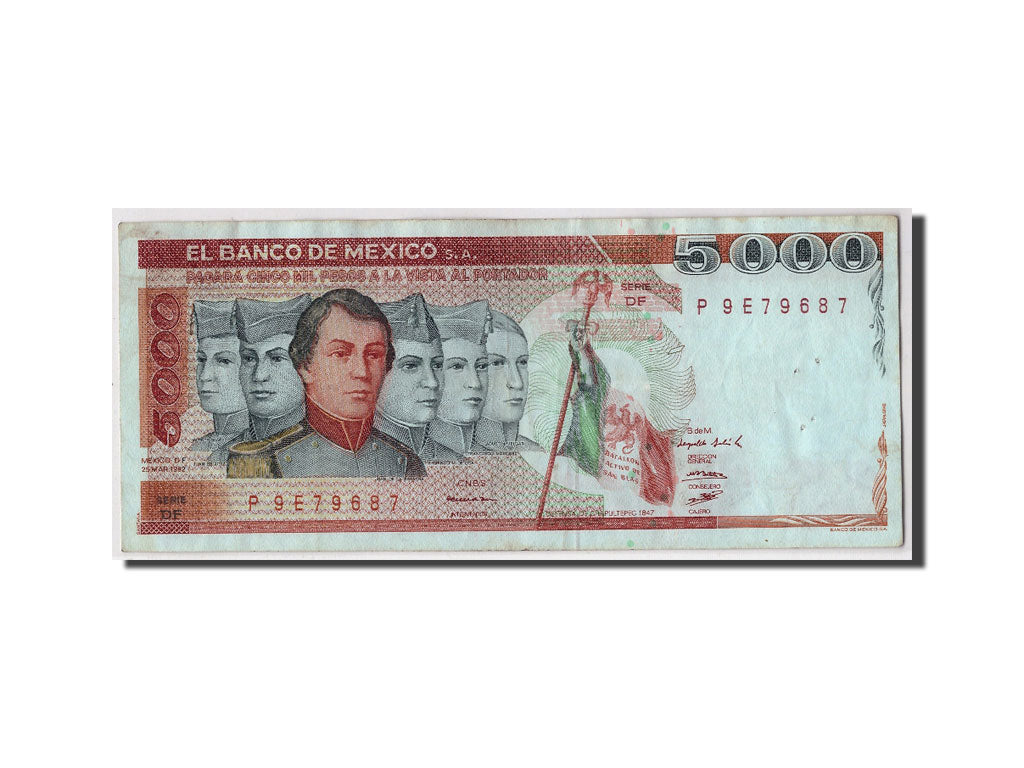 Mexico, 5000 Pesos, 1982, KM:77b, 1982-03-23, VF(30-35)
