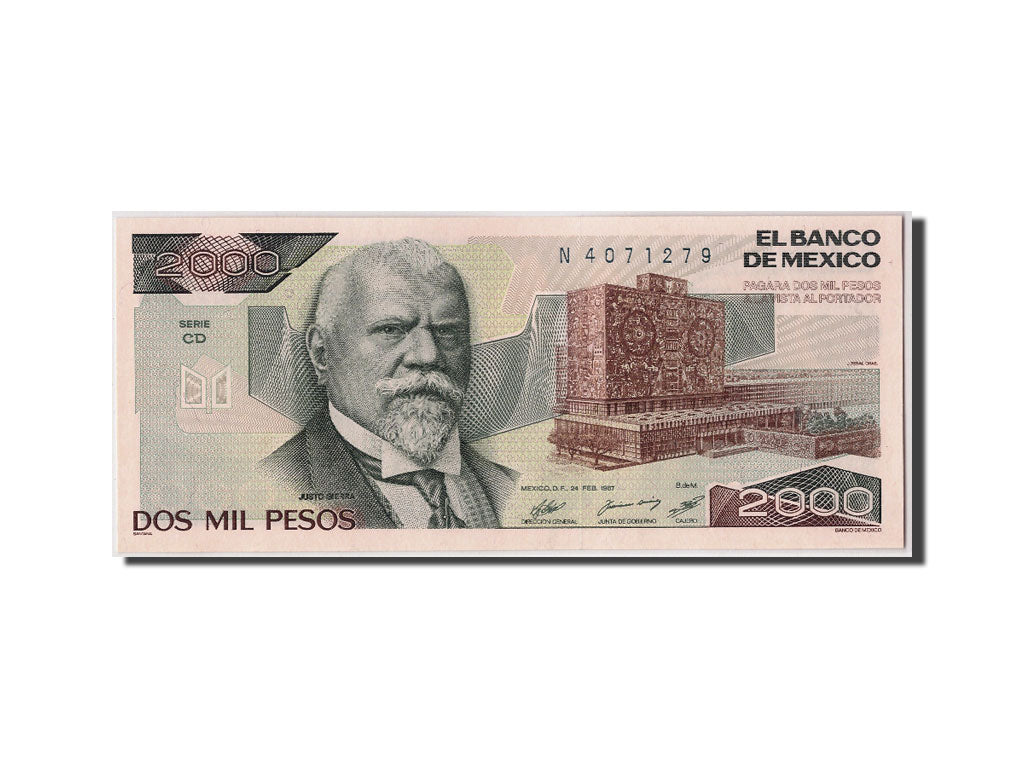 Geldschein, Mexiko, 2000 Pesos, 1987, 1987-02-24, KM:86b, UNZ