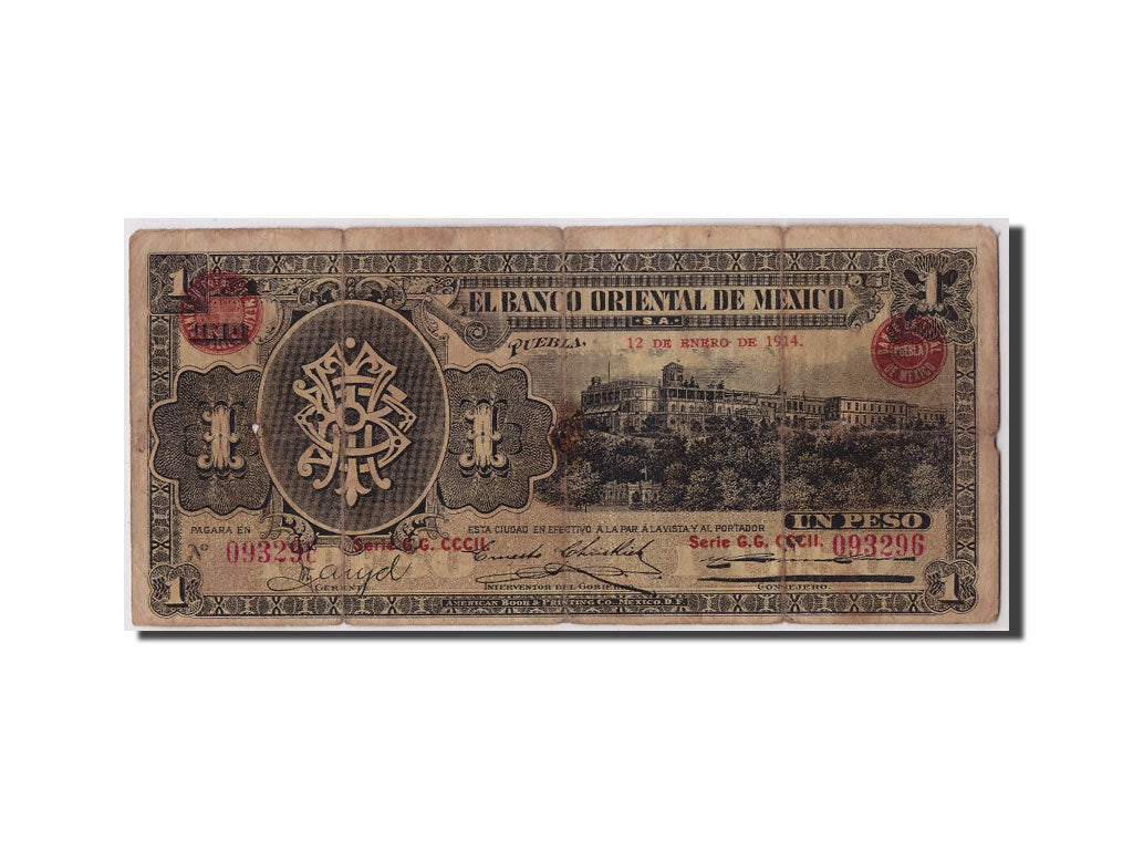 Mexico, 1 Peso, 1914, 1914-01-12, KM:S388a, VG(8-10)