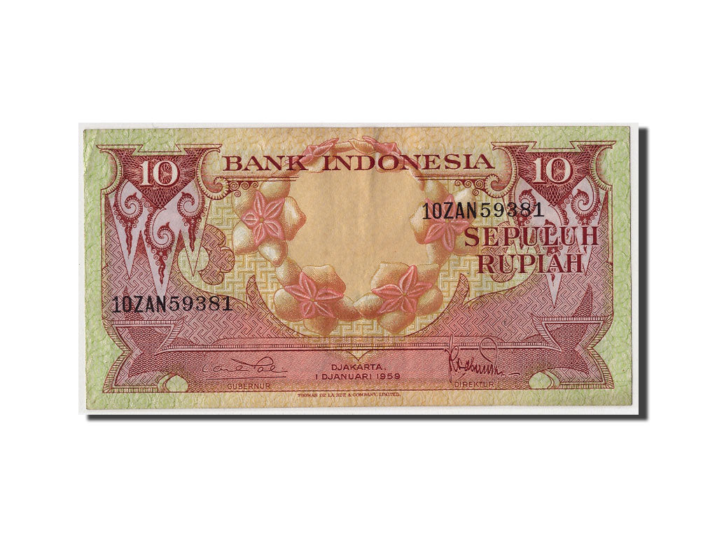 Banknote, Indonesia, 10 Rupiah, 1959, 1959-01-01, KM:66, AU(55-58)