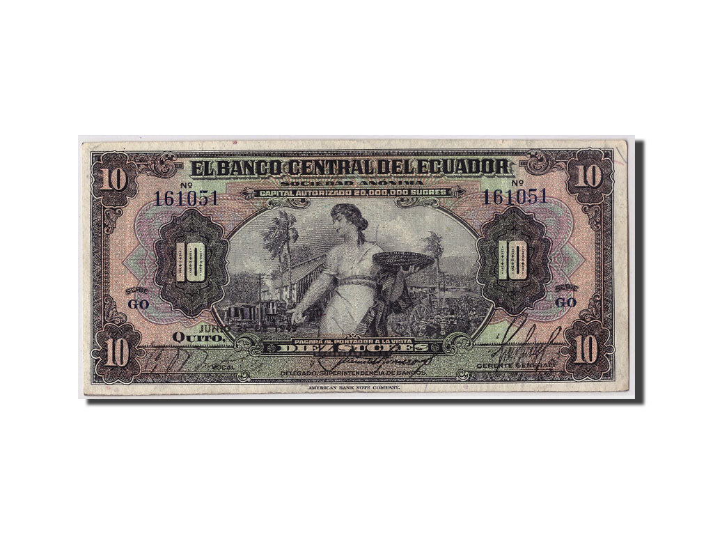 Ecuador, 10 Sucres, 1949, 1949-06-21, KM:92d, MB+