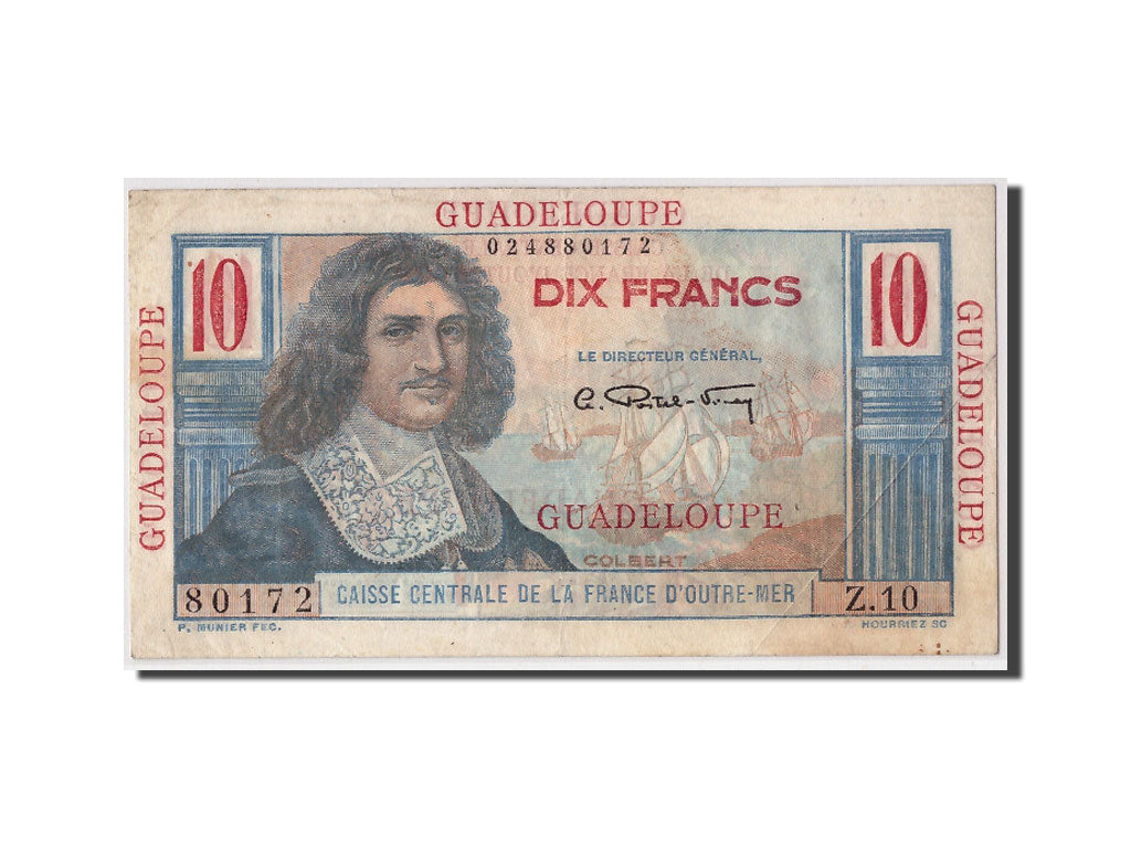 Guadeloupe, 10 Francs, Undated (1947-49), KM:32, AU(50-53)