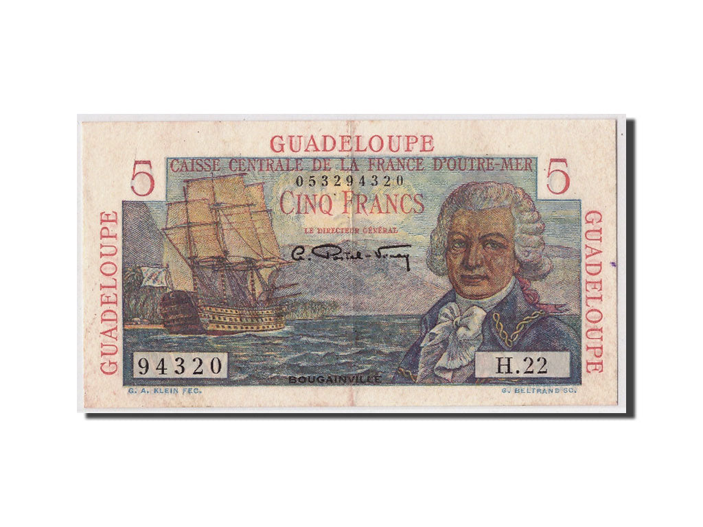 Banknote, Guadeloupe, 5 Francs, Undated (1947-49), AU(55-58), KM:31