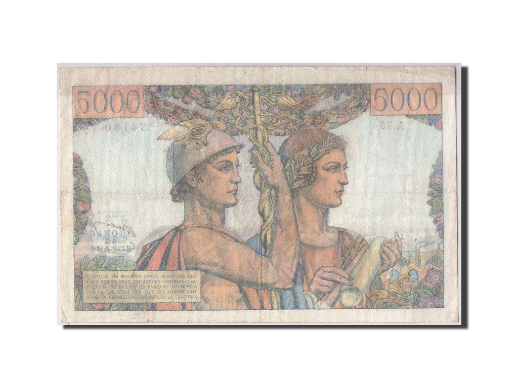 Francia, 5000 Francs Terre et Mer, 1951-08-16, KM:131c, Fayette:48.5, BC+