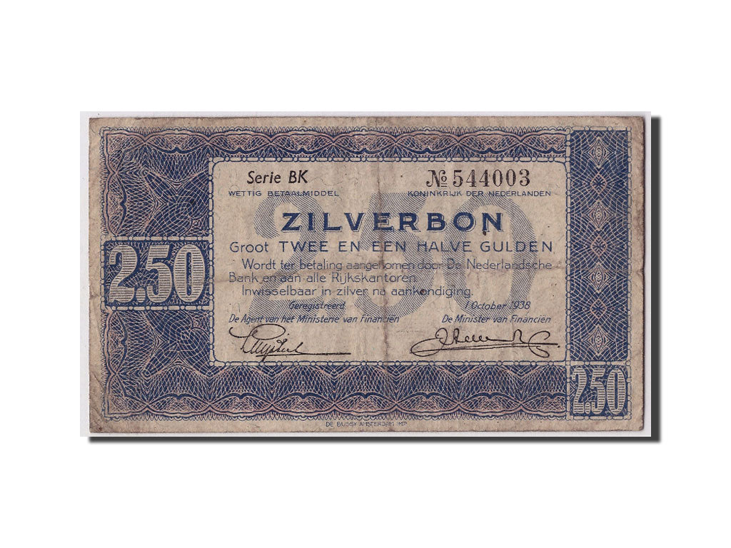 Banknote, Netherlands, 2 1/2 Gulden, 1938, 1938-10-01, KM:62, VF(20-25)