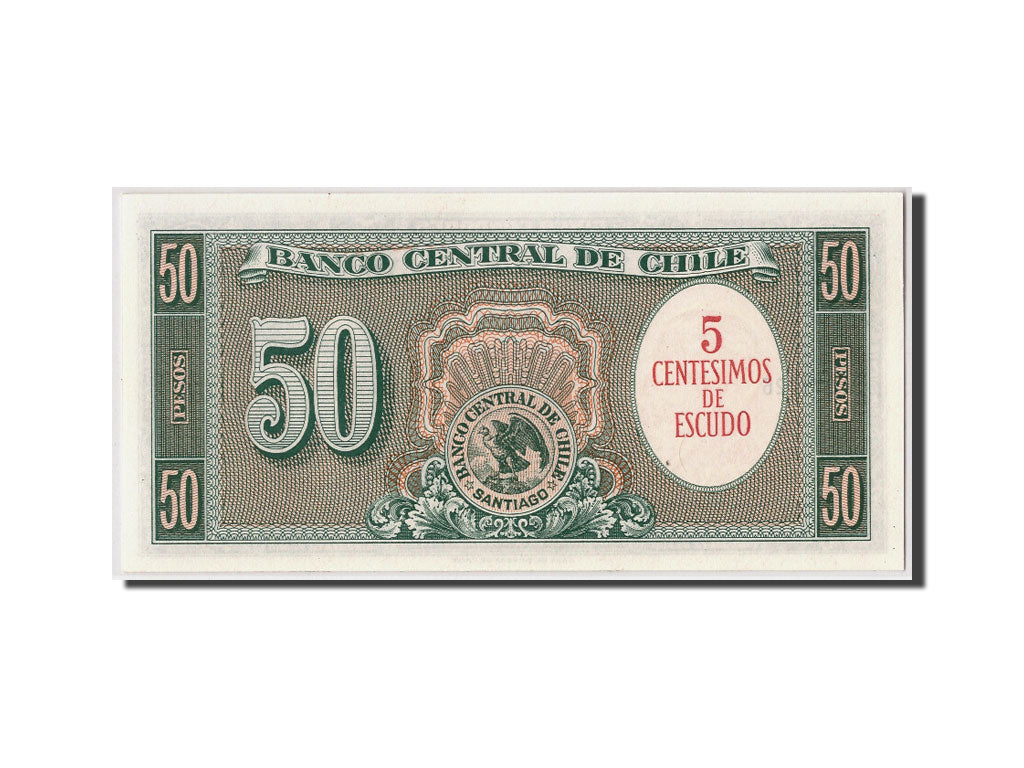 Banknote, Chile, 5 Centesimos on 50 Pesos, Undated, KM:126b, UNC(65-70)