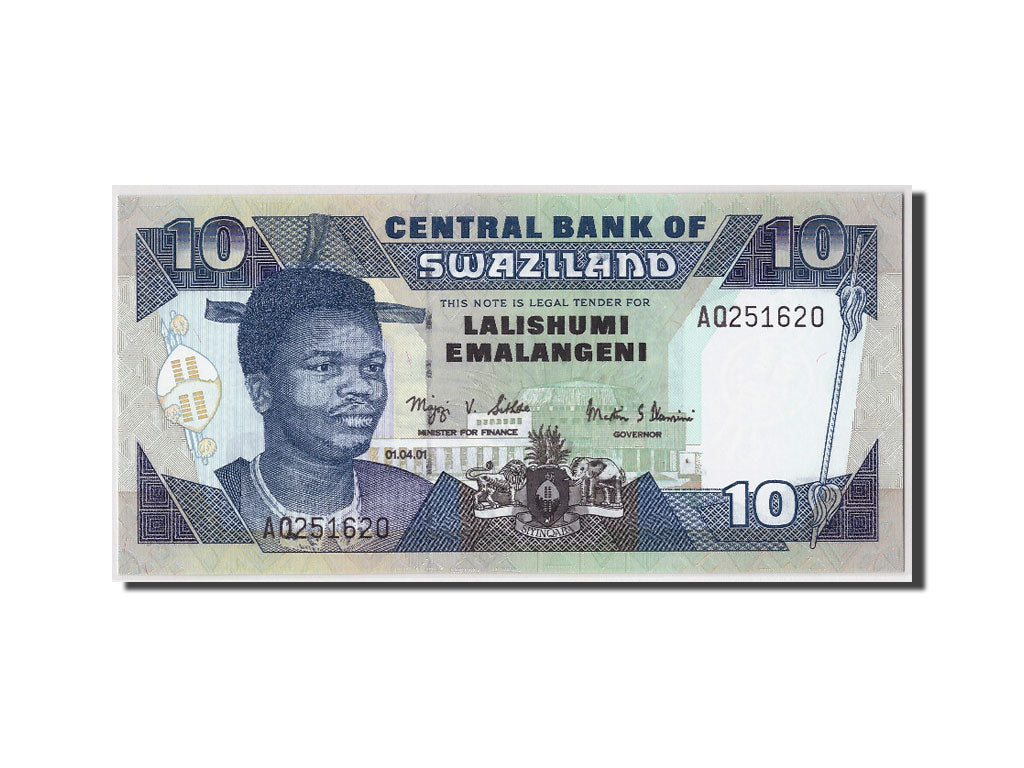 Banconote, Swaziland, 10 Emalangeni, 2001, KM:29a, 2001-04-01, FDS