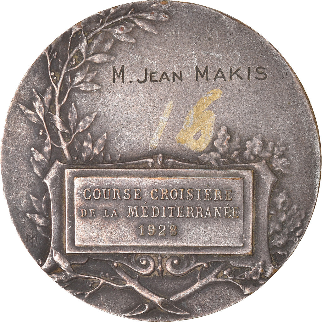 France, Medal, Course Croisière de la Méditerranée, Shipping, 1928, Monier