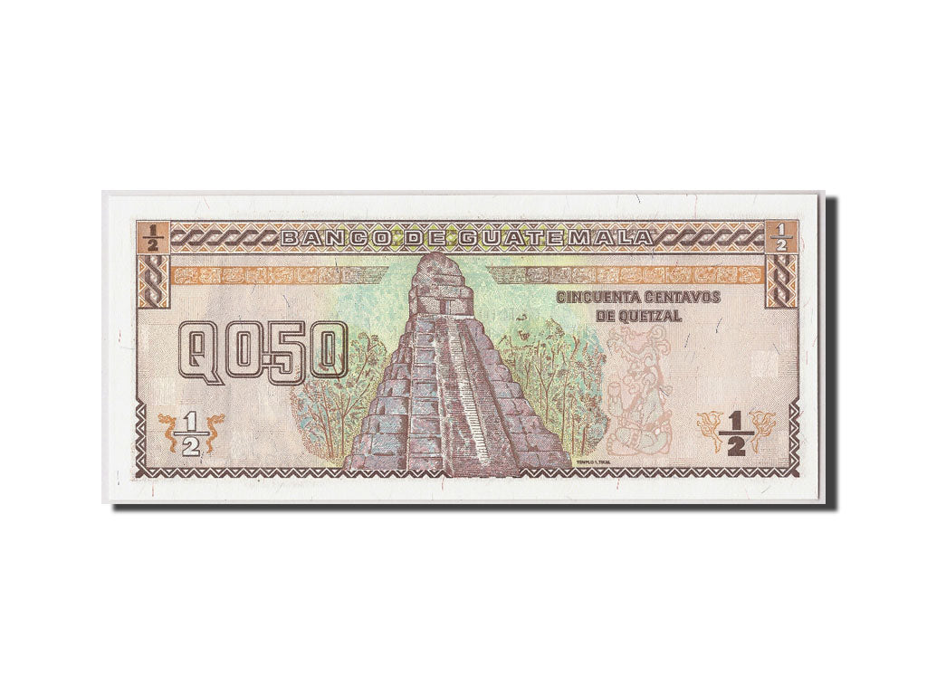 Banknote, Guatemala, 1/2 Quetzal, 1988, 1988-01-09, KM:98, UNC(65-70)