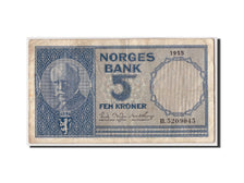 Banconote, Norvegia, 5 Kroner, 1955, KM:30a, MB