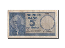 Billet, Norvège, 5 Kroner, 1955, KM:30a, TB
