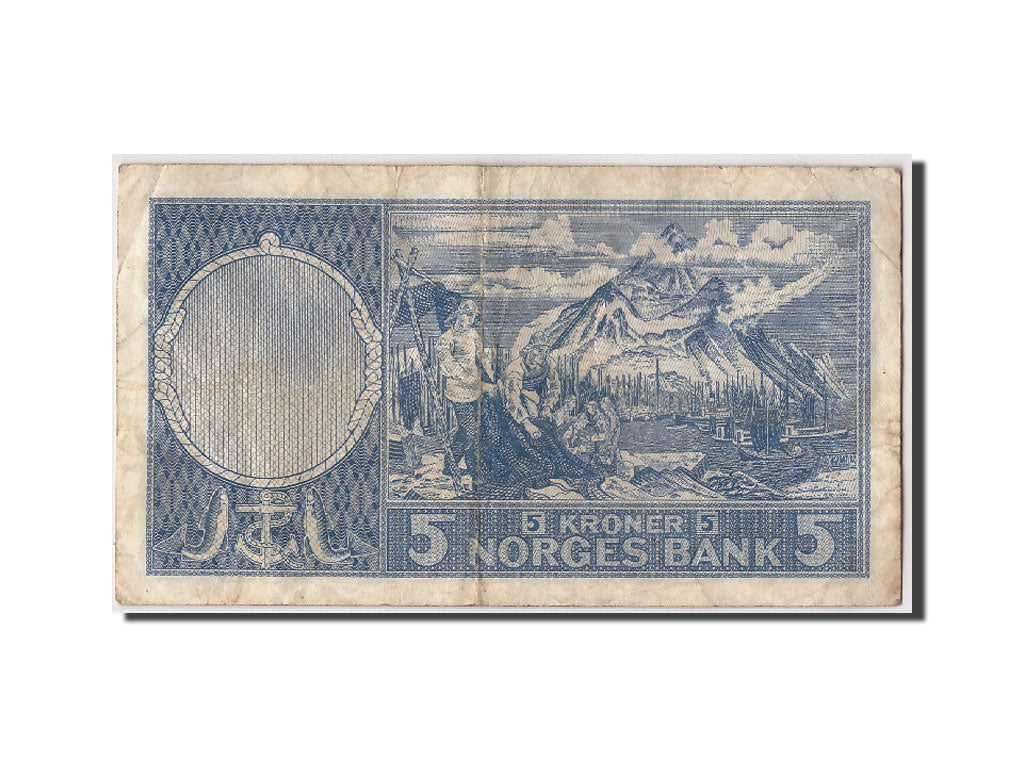Banconote, Norvegia, 5 Kroner, 1955, KM:30a, MB