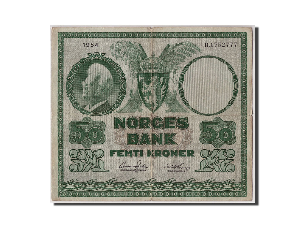 Norway, 50 Kroner, 1954, KM:32b1, VF(30-35)