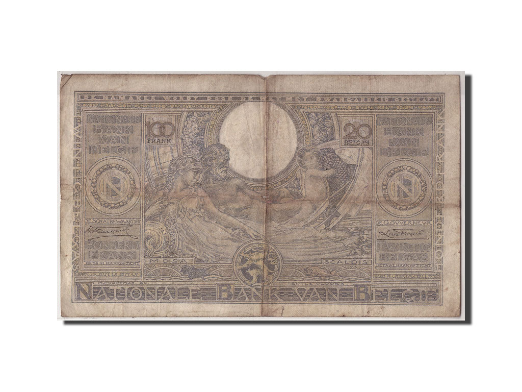 Biljet, België, 100 Francs-20 Belgas, 1934, 1934-03-29, KM:107, B+