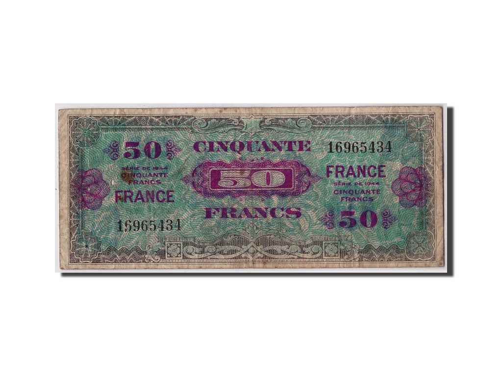France, 50 Francs Verso, 1944, KM:117a, Fayette:VF24.1, B+