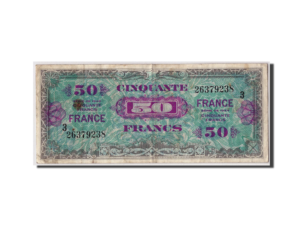 France, 50 Francs Verso, 1944, KM:117a, Fayette:VF24.3, VF(20-25)