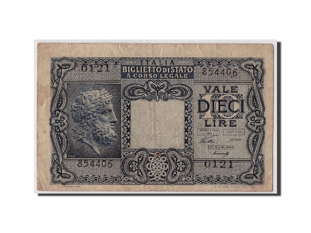 Italia, 10 Lire, KM:32a, 1944-11-23, BB