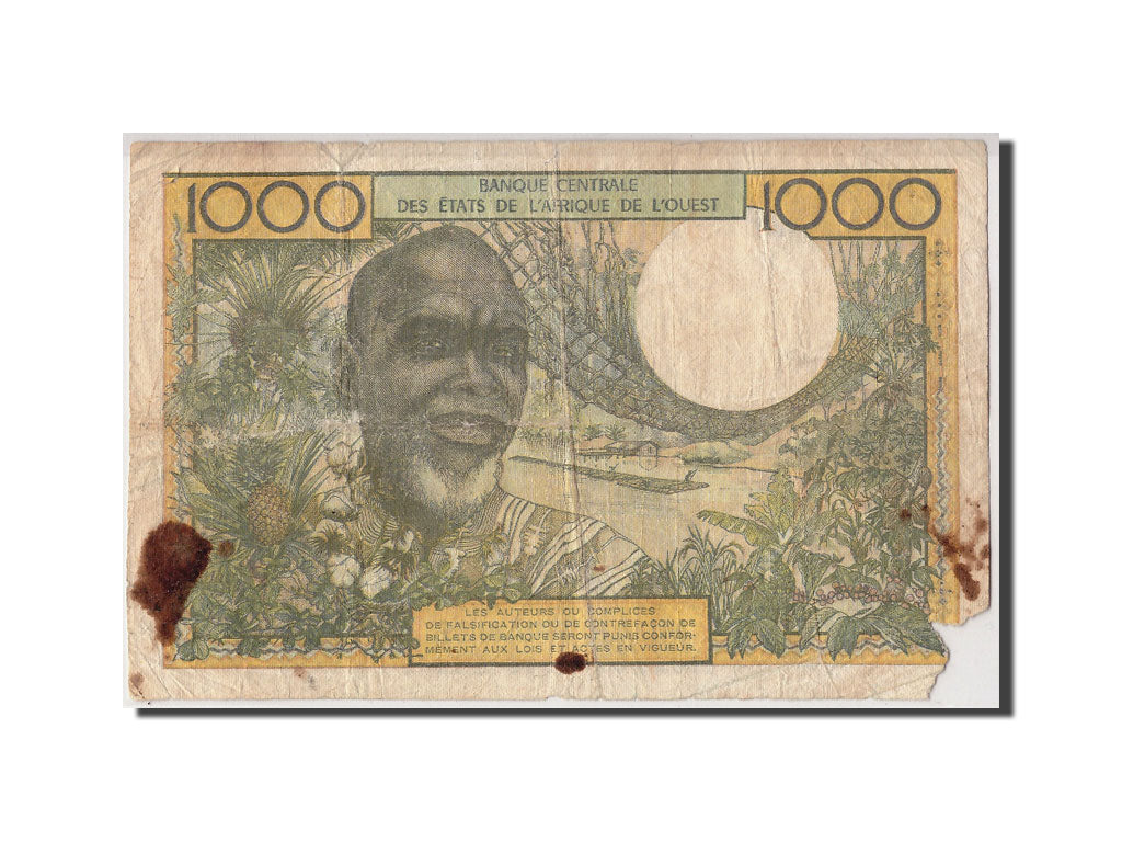 Stati dell'Africa occidentale, Ivory Coast,1000 Francs, Undated (1959-65), KM:10