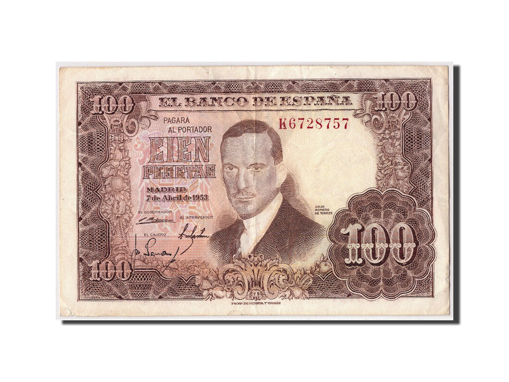 Banknote, Spain, 100 Pesetas, 1953, 1953-04-07, KM:145a, EF(40-45)