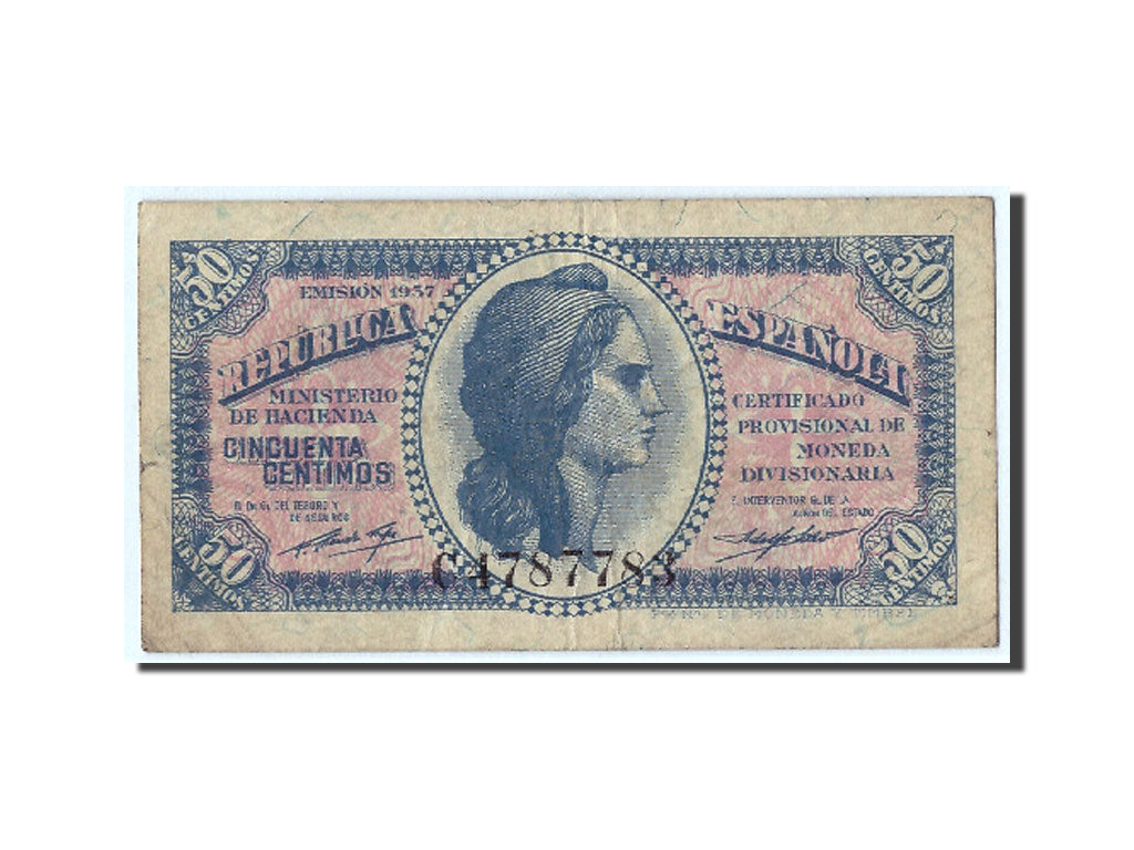Geldschein, Spanien, 50 Centimos, 1937, KM:93, S