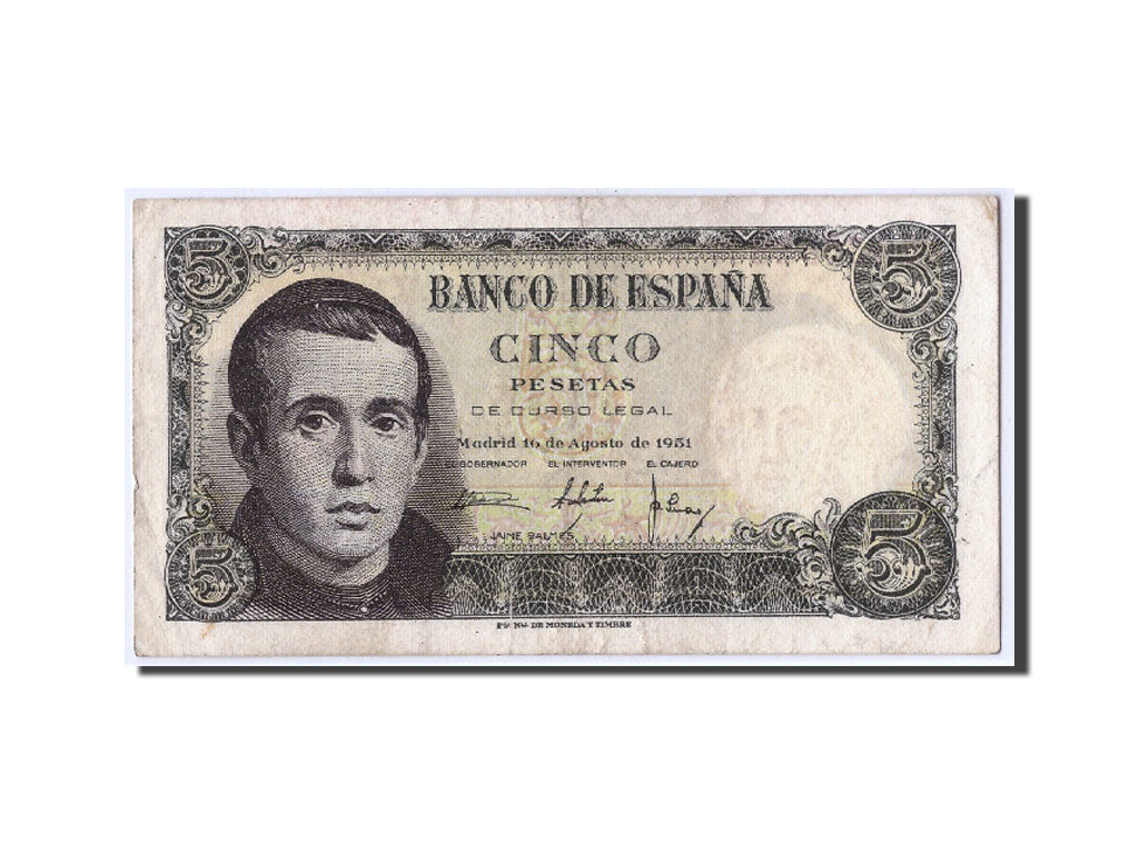 Banknote, Spain, 5 Pesetas, 1951, 1951-08-16, KM:140a, VF(30-35)