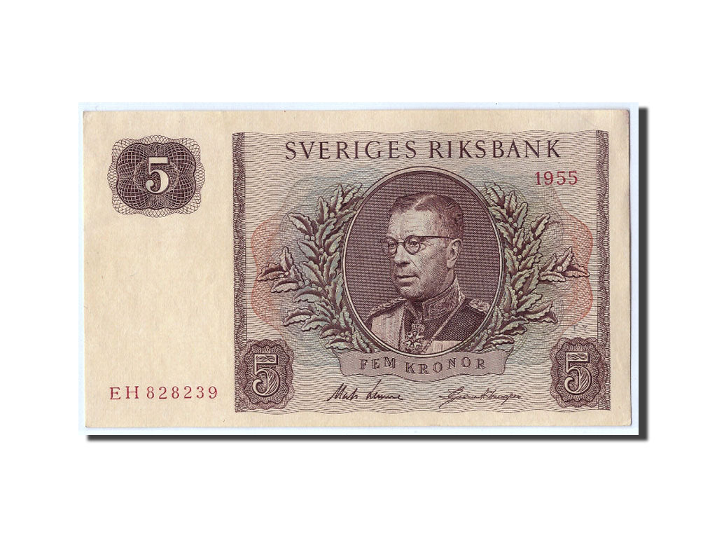 Geldschein, Schweden, 5 Kronor, 1955, KM:42b, UNZ-