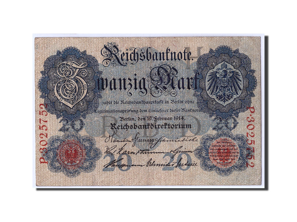 Deutschland, 20 Mark, 1914, KM:46b, 1914-02-19, S+